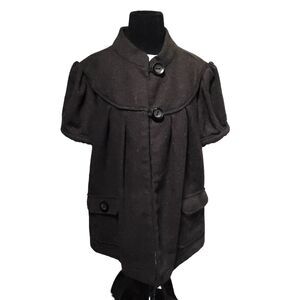 Nick and Mo Anthropologie Black Wool Tweed Multi Fleck Baby Doll Blazer Medium